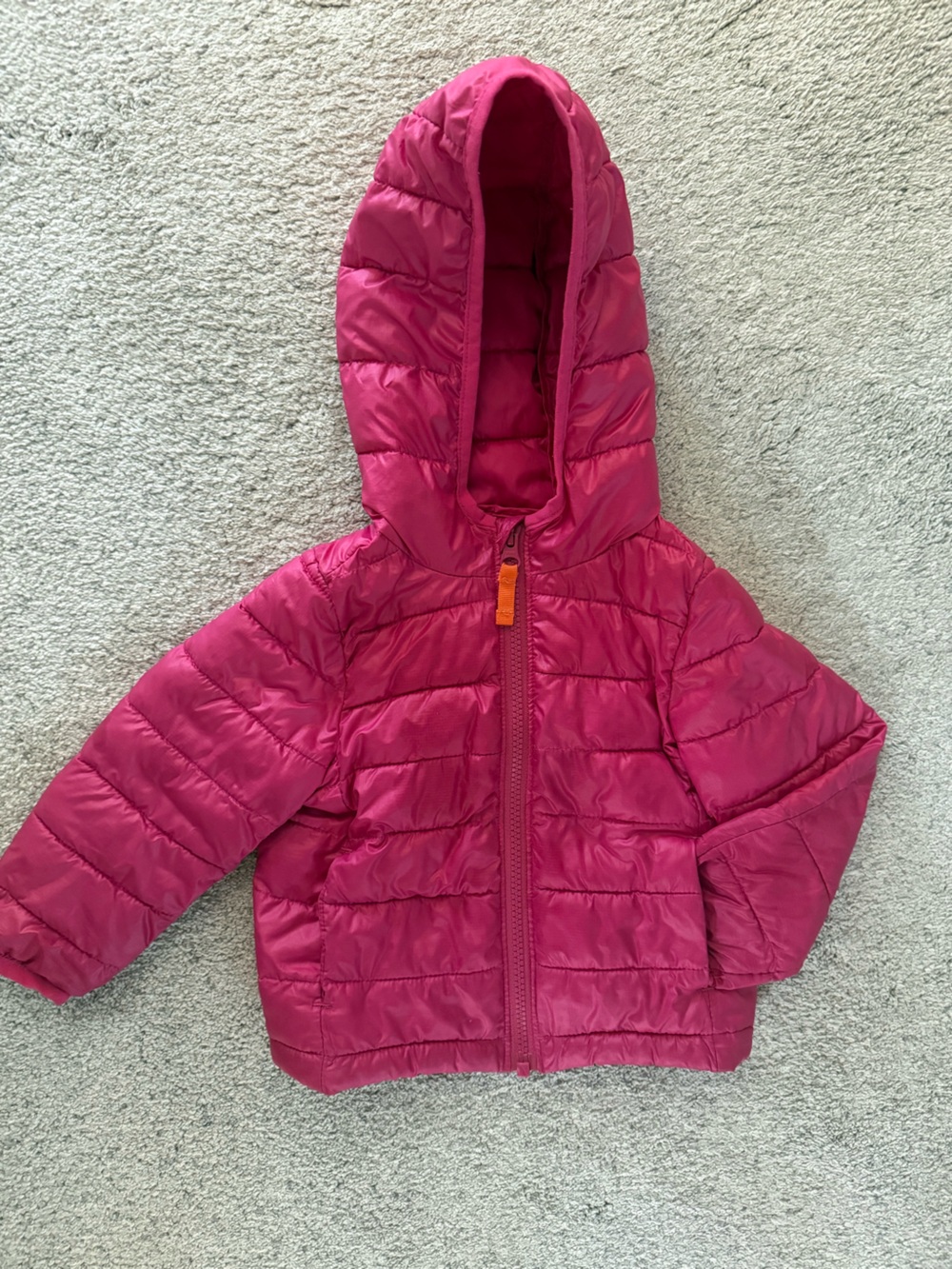 Primary Girls Hooded Puffer Jacket - Hot Pink 18-24 months